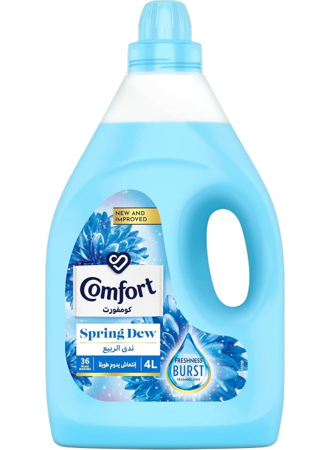 COMFORT Fabric Softener, Spring Dew, with freshness-burst technology for longer lasting fragrance & soft clothes, 4L